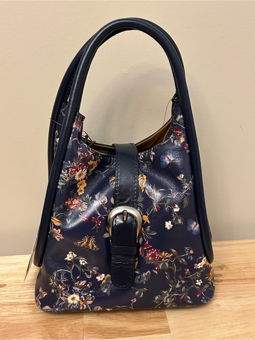 Patricia Nash Navy Floral Shoulder Bag with Buckle Detail - Picture 6 of 16